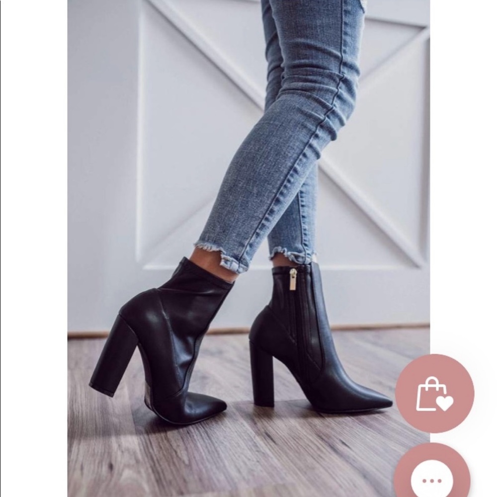 Faux Leather Booties - brand Qupid